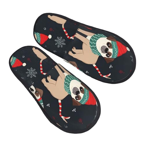 Hauspantoffeln Frohe Weihnachten, Hund Wärme Baumwolle Pantoffeln Bequeme Pantoffeln Für Drinnen Schlafzimmer Weihnachten M von Generic