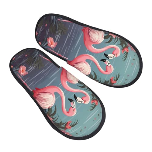 Hauspantoffeln Herde Tropischer Flamingos Mit Fellfutter Hausschuhe Rutschfeste Slippers Für Weihnachten Draußen Drinnen L von Generic