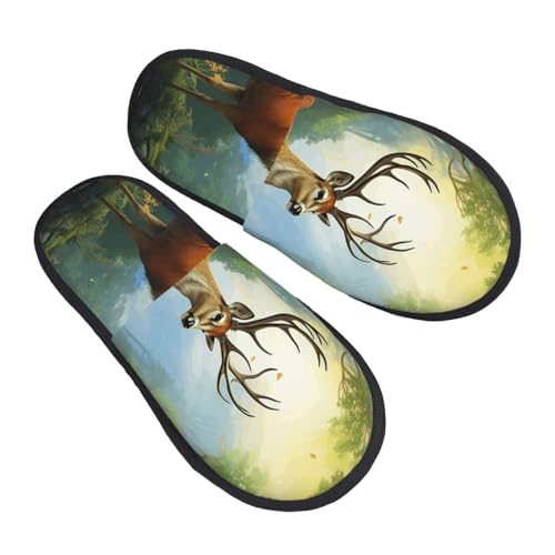 Hauspantoffeln Hirschbaum Wärme Baumwolle Pantoffeln Rutschfeste Pantoffeln Für Unisex Draußen Weihnachten L von Generic