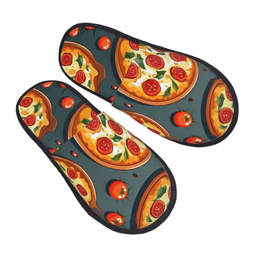 Hauspantoffeln Pizza Essen Wärme Baumwolle Pantoffeln Rutschfeste Slippers Für Unisex Weihnachten Winter L von Generic