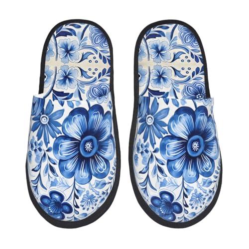 Hausschuhe Blaues Mosaikmuster Rutschfeste Baumwolle Pantoffeln Scuff Hauspantoffeln Für Unisex Weihnachten Draußen M von Generic