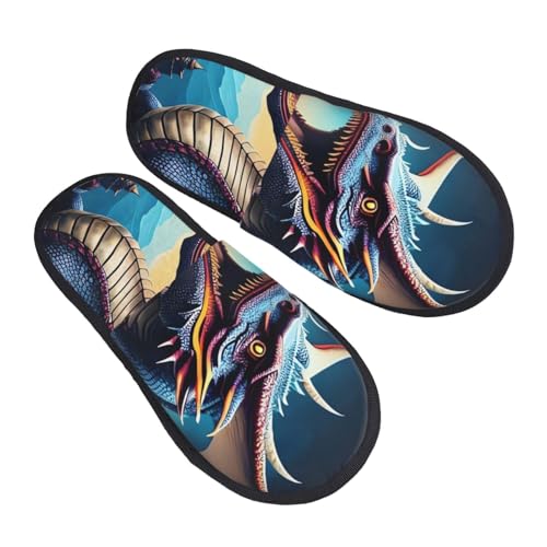 Hausschuhe Brüllender Drache Gedruckt Gemütlich Slippers Luxuriös Pantoffeln Für Unisex Weihnachten Schlafzimmer M von Generic