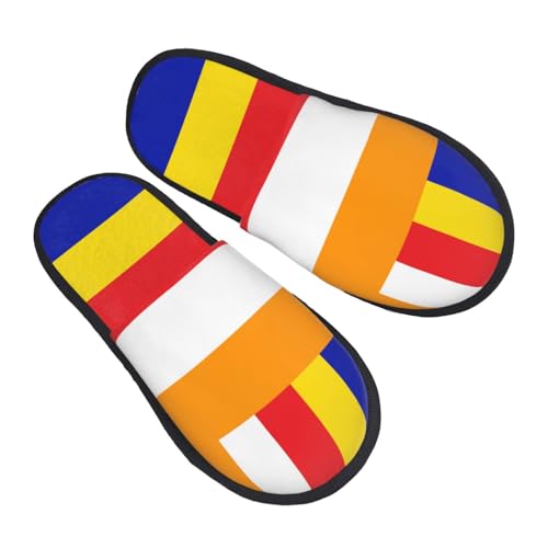 Hausschuhe Buddhistische Flagge Luxuriös Baumwolle Pantoffeln Rutschfeste Slippers Für Weihnachten Unisex Schlafzimmer L von Generic