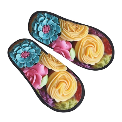 Hausschuhe Bunte Cupcakes Regenbogenblumenkuchen Kunstalpaka Slippers Bequeme Pantoffeln Für Draußen Schlafzimmer Weihnachten M von Generic