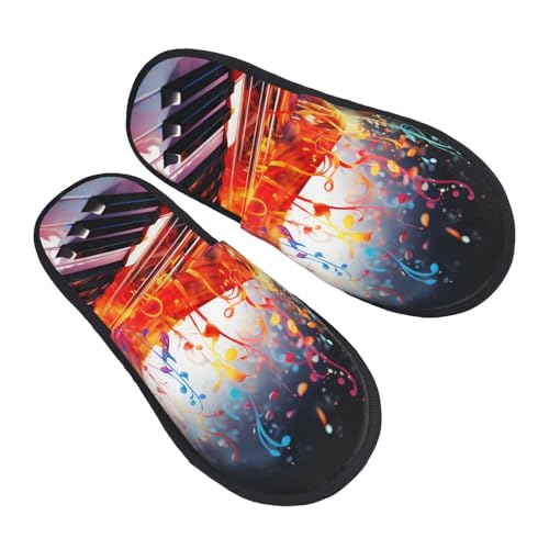 Hausschuhe Bunte Klaviertastatur Musiknote Luxuriös Slippers Scuff Pantoffeln Für Draußen Weihnachten Drinnen L von Generic