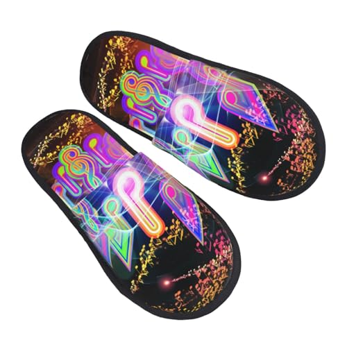 Hausschuhe Bunte Wellen Musiknoten Wärme Slippers Flauschiges Pantoffeln Für Weihnachten Den Alltag Draußen M von Generic