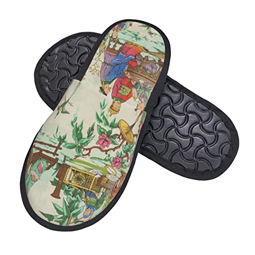 Hausschuhe Chinesische Chinoiserie Toile Kunstalpaka Slippers Bequeme Hauspantoffeln Für Schlafzimmer Drinnen Unisex L von Generic