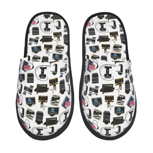 Hausschuhe Coole Kamera Scuff Baumwolle Pantoffeln Rutschfeste Pantoffeln Für Weihnachten Unisex Winter L von Generic