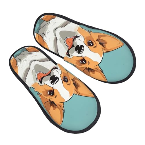 Hausschuhe Corgi Süßer Hund Luxuriös Slippers Weiches Pantoffeln Für Schlafzimmer Unisex Weihnachten M von Generic