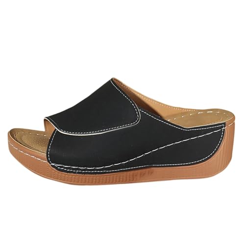 Hausschuhe Damen Arch Support Plattform Sandalen Dicker Boden Kopf Fischmaul Bequem Keilsandalen, Leder Schlichtes Solide Orthopädische Schuhe Mit Fussbett, Keilabsatz Sandalen Hausschuhe Damen Arch Support Plattform Sandalen Dicker Boden Kopf Fischmaul Bequem Keilsandalen, Leder Schlichtes Solide Orthopädische Schuhe Mit Fussbett, Keilabsatz Sandalen von Generic