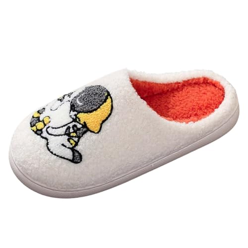 Hausschuhe Damen Für Winter Haushaltsschuhe Memory Foam Flauschige Schlappen Retro-Mode Filz Hausschlappen Trendiger Slipper Rutschfeste Flache Slippers Home Frauen von Generic