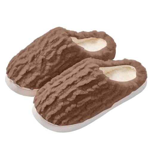 Hausschuhe Damen Für Winter Und Herren Pantoffeln Flauschige Schlappen Bequeme Hüttenschuhe Flache Filzpantoffeln Einfarbig Women von Generic