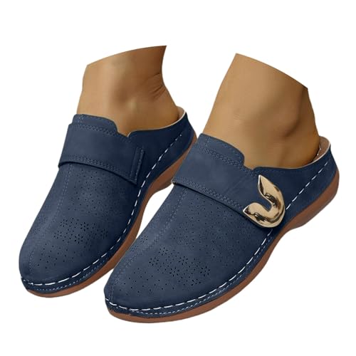 Hausschuhe Damen Geschlossen rutschfest Sommer Gartenclogs Leicht Gartenschuhe Hinten Offen Pantoletten Leder Kork Hausschuhe Bequeme Freizeitschuhe Orthopädische Sandalen für Damen von Generic