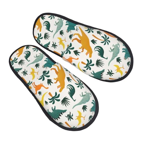 Hausschuhe Damen Herren Dinosaurier Und Tropische Blätter Druck Gästehausschuhe Gemütliche Weiche Baumwolle Hausschuhe, Für Voyage, Hôtel, Salle De Bain, M von Generic