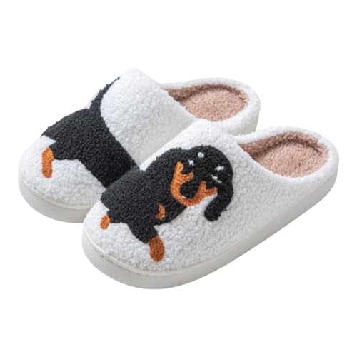 Hausschuhe Damen Herren Süßer Tierpantoffel kuschelige Winterschuhe Leichtgewichtig Warme Hausschuhe 37/38 EU,Schwarz von Generic