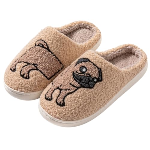 Hausschuhe Damen Herren Süßer Tierpantoffel kuschelige Winterschuhe Leichtgewichtig Warme Hausschuhe 41/42 EU,Braun von Generic