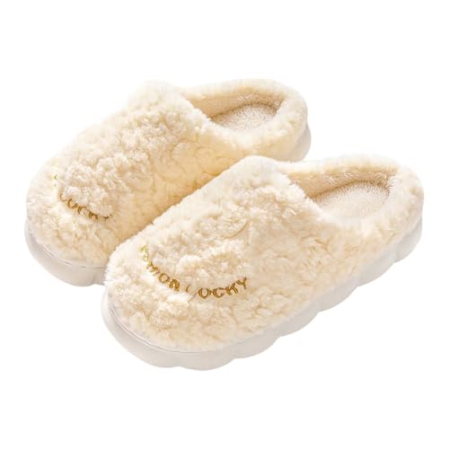 Hausschuhe Damen Herren Winter Warme Synthetik Bequeme Cartoon Bequem Flauschig Flach Leichte Freizeit Trendiger Slipper Schmerzlinderung Kuschelig Fluffy Slippers Indoor Outdoor von Generic