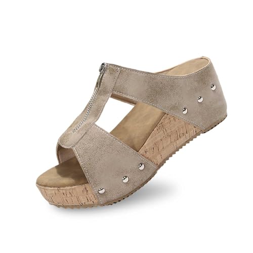 Hausschuhe Damen Keilabsatz Leder Hausschuhe Vintage Sommerschuhe Freizeit Wedge mit Absatz und Fussbett Slides Slipperstrandschuhe Peep Toe Plateau Sandalen Strandschuhe Hausschuhe Damen Keilabsatz Leder Hausschuhe Vintage Sommerschuhe Freizeit Wedge mit Absatz und Fussbett Slides Slipperstrandschuhe Peep Toe Plateau Sandalen Strandschuhe von Generic