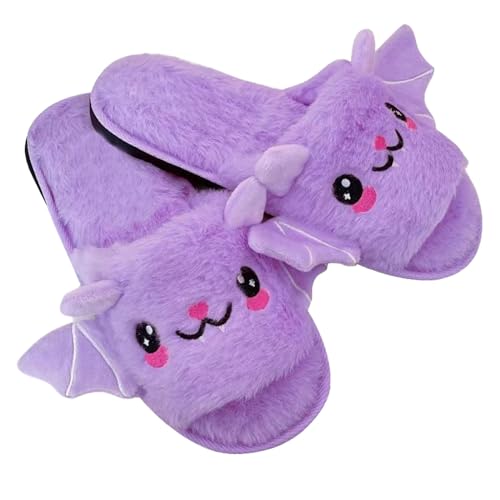 Hausschuhe Damen Plüsch Cartoon Niedlich Und Gemütlich Flache Memory Foam Home Slipper Schmerzlinderungs rutschfeste Pantoffeln Atmungsaktive Mode Plüschhausschuhe von Generic