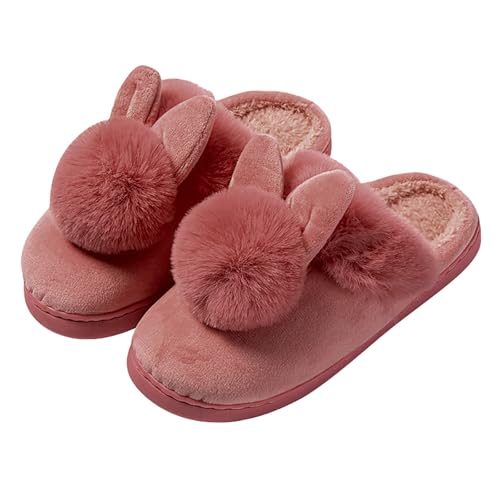 Hausschuhe Damen Plüsch Lustig, Slipper Damen Elegant Winterschuhe Gefüttert Elegant Schlupfschuhe Warm Hausschlappen Flach Baumwollhausschuhe Flauschig Haushaltsschuhe Bequem Hauspantoffeln von Generic