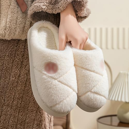 Hausschuhe Damen Plüsch Warm Pantoletten mit Fleece gefüttert Winter Warm Dicker Sohle Pantoffeln Wärme Komfort rutschfeste Hausschlappen Bequeme Slippers von Generic