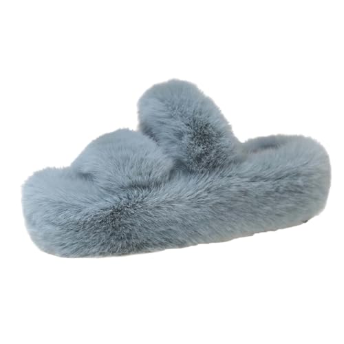 Hausschuhe Damen Plüsch Winter, Kuschel Flauschige rutschfeste Hausschuhe, Bequeme Pantoffeln Weich Plattform, Offener Offener Zeh Haus Kuschelig Slippers Mode Drinnen Draußen von Generic