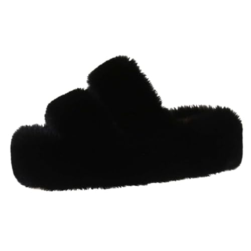 Hausschuhe Damen Plüsch Winter, Kuschel Flauschige rutschfeste Hausschuhe, Bequeme Pantoffeln Weich Plattform, Offener Offener Zeh Haus Kuschelig Slippers Mode Drinnen Draußen von Generic