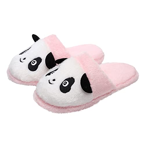 Hausschuhe Damen Plüsch Winter Wärme süßer Panda Pantoffeln Weiche Flache Schlappen Flauschige Hausschuhe mit Kunstfell und Memory Foam rutschfeste Home Slippers Filzpantoffeln Damen von Generic