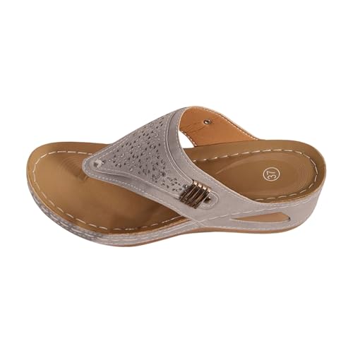 Hausschuhe Damen Sommer Mit Absatz Breite Füße rutschfest Badeschlappen Leichte Slipper Mit Offener Leichte Elegant Zehenpartie rutschfeste Keilabsatz Freizeitschuhe Strand von Generic
