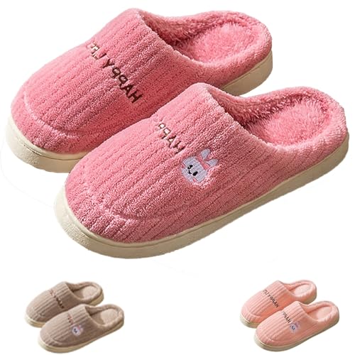 Hausschuhe Damen Warm, Hausschlappen Damen Flach Pantoletten Elegant Haushaltsschuhe Flauschig Winterschuhe Gefüttert Hauspantoffeln Bequem Baumwollhausschuhe Rutschfest Heimschuhe von Generic