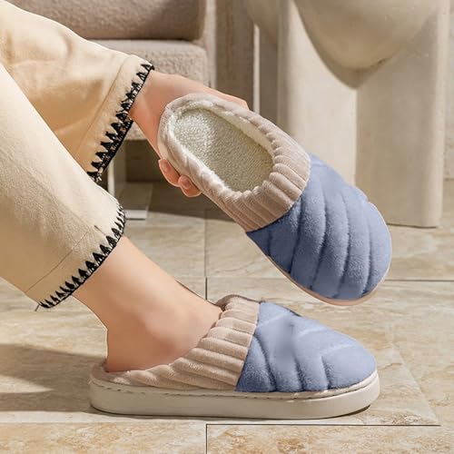 Hausschuhe Damen Warm Pantoletten mit Fleece gefüttert Winter Warm Dicker Sohle Plüsch Pantoffeln Wärme Komfort rutschfeste Hausschlappen Bequeme Slippers von Generic