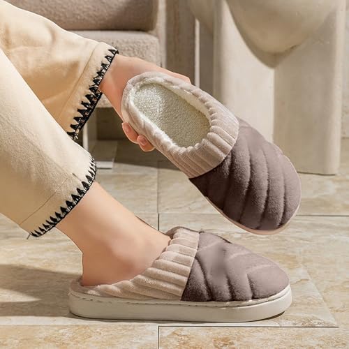 Hausschuhe Damen Warm Pantoletten mit Fleece gefüttert Winter Warm Dicker Sohle Plüsch Pantoffeln Wärme Komfort rutschfeste Hausschlappen Bequeme Slippers von Generic