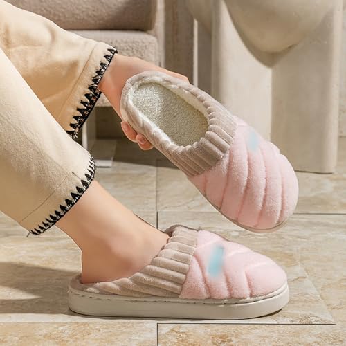 Hausschuhe Damen Warm Pantoletten mit Fleece gefüttert Winter Warm Dicker Sohle Plüsch Pantoffeln Wärme Komfort rutschfeste Hausschlappen Bequeme Slippers von Generic