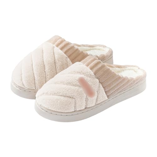 Hausschuhe Damen Warm Pantoletten mit Fleece gefüttert Winter Warm Dicker Sohle Plüsch Pantoffeln Wärme Komfort rutschfeste Hausschlappen Bequeme Slippers von Generic