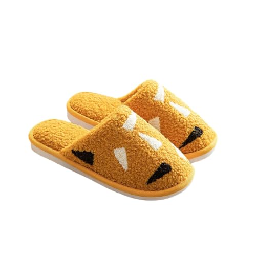 Hausschuhe Damen Warmes Fleece Futter Baumwolle Pantoffeln Herren Flache Rutschfest Gemütlich Memory Foam 37-38 EU,Gelb von Generic