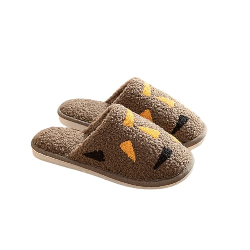 Hausschuhe Damen Warmes Fleece Futter Baumwolle Pantoffeln Herren Flache Rutschfest Gemütlich Memory Foam 39-40 EU,Kaffee von Generic