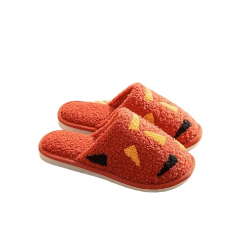 Hausschuhe Damen Warmes Fleece Futter Baumwolle Pantoffeln Herren Flache Rutschfest Gemütlich Memory Foam 39-40 EU,Rot von Generic