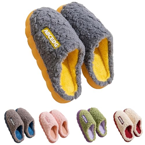 Hausschuhe Damen Winter, Hauspantoffeln Damen Filz Hausschlappen Flach Slipper Rutschfest Pantoffeln Gefüttert Winterschuhe Elegant Haushaltsschuhe Bequem Baumwollhausschuhe Warm Schlupfschuhe von Generic