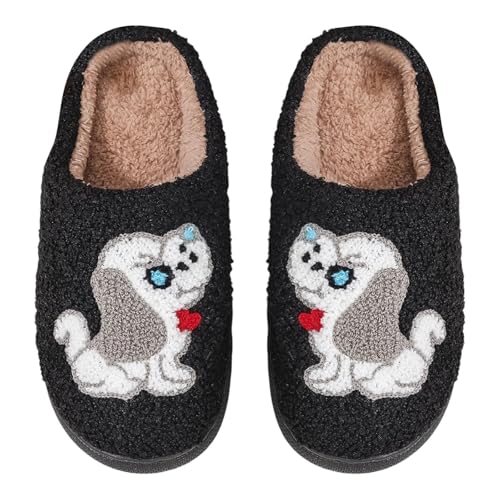 Hausschuhe Damen Winter Bequem Pantoffeln Mit Polar Fleece-Futter Warm Badeschuhe Geschlossen Slippers Rutschfeste Flache Flauschig Filzpantoffeln von Generic