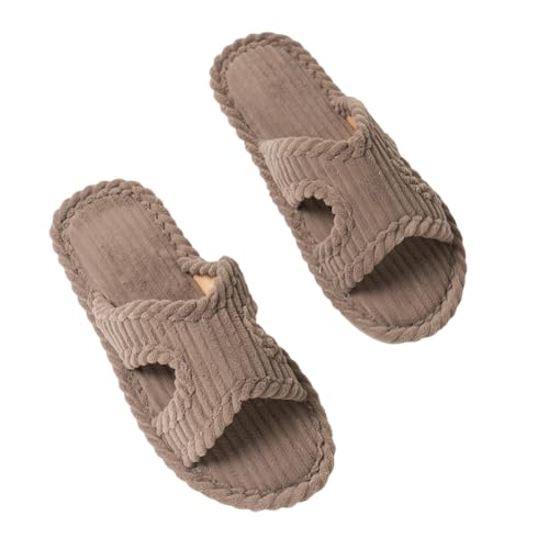 Hausschuhe Damen Winter Cord Offene Zehe Knöchelriemen Slip-on Furry Baumwolle Pantoffeln 36-37 EU,Khaki Hausschuhe Damen Winter Cord Offene Zehe Knöchelriemen Slip-on Furry Baumwolle Pantoffeln 36-37 EU,Khaki von Generic