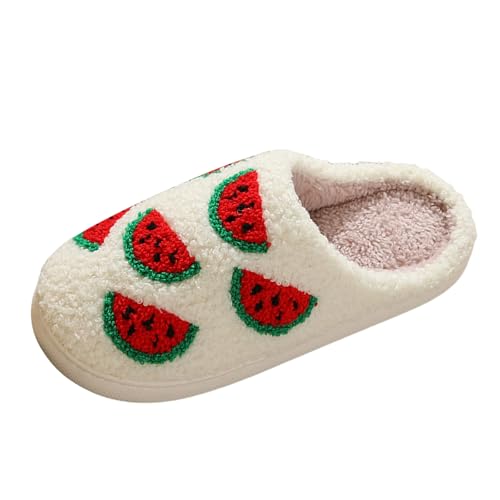 Hausschuhe Damen Winter Fell Pantoffeln Filzpantoffeln Besucherhausschuhe Mit Rückstellschaum Plüsch Funny Print Cartoon Einfarbig Women von Generic