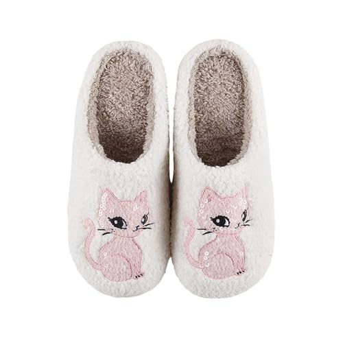 Hausschuhe Damen Winter Fell Pantoffeln Mit Polar Fleece-Futter Rückstellschaum Plüsch Funny Print Filzpantoffeln Flauschig von Generic