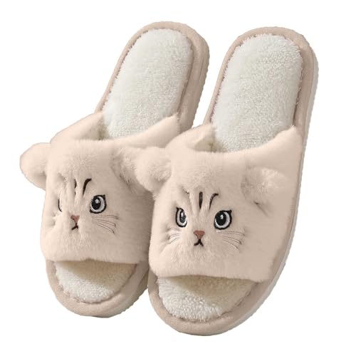 Hausschuhe Damen Winter Plüsch Pantoffeln Rutschfeste Plüschige Gemütliche Mit Rückstellschaum Warme Kuschelige Slippers Einfarbig Women von Generic