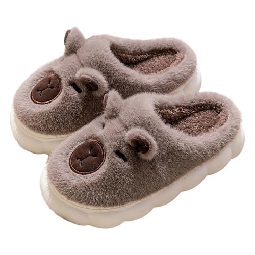 Hausschuhe Damen Winter Plüsch Pantoffeln Rutschfeste Unisex Slippers Warm Badeschuhe Funny Print Schlafzimmer Home Slipper für Frauen von Generic