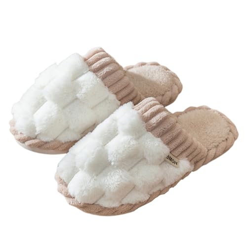 Hausschuhe Damen Winter Warm Antirutsch Niedliche Mit Tier-/Printmuster Memory Foam Plüsch Unisex Gästepantoffeln Rutschfeste Flache Slippers Weich Indoor Outdoor von Generic