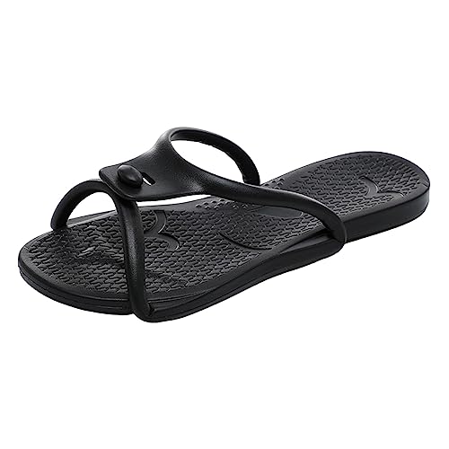 Hausschuhe Damen flip Flops Sommer schwarz Espadrilles flach rutschfeste leicht atmungsaktiv Sandale Slippers für drinnen und draußen von Generic