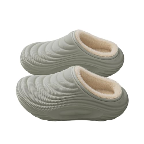 Hausschuhe Damen mit Memory Foam rutschfest Winter Warme Fleecegefütterte Faux Pelz Pantoffeln Weiche Flache Bequeme Slippers Winter für Drinnen Draussen Plüsch Filzpantoffeln (Green, 38) von Generic