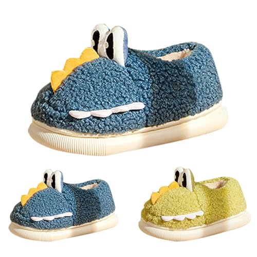 Hausschuhe Flauschig 𝗝𝘂nge Mädchen Süß Dino Superfit Plüsch Pantoffeln Geschlossen Winter Warme Flauschig Tierpantoffel Kinder Indoor Outdoor Weiche Bequem Rutschfester (Navy, 26 Toddler) von Generic