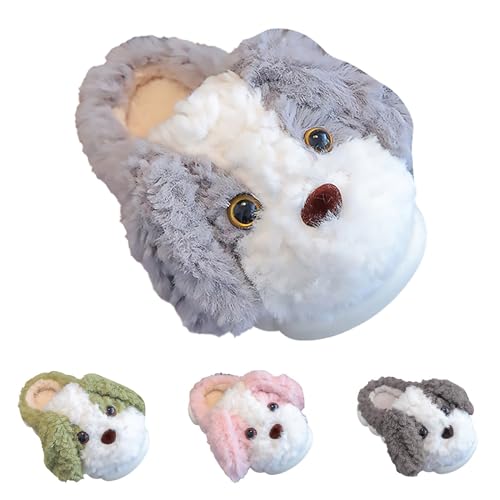 Hausschuhe Flauschige Jungen Mädchen Süß Welpe Plüsch Pantoffeln Slippers Kinder Winter Warme rutschfeste Gepolsterte Tierpantoffel Weiche Bequem Gefüttert Home Baumwollschuhe (Green, 26 Toddler) von Generic