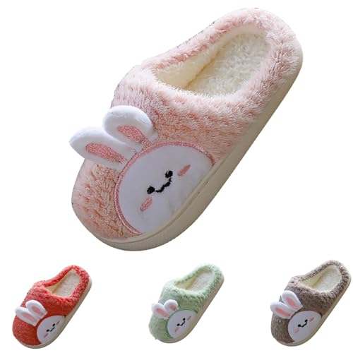 Hausschuhe Flauschige Mädchen Süß Hase Plüsch Pantoffel Slippers Kinder Kleinkind Winter Warme Gefüttert Home Indoor Lustige Hausschuhe Bequem rutschfest Gepolsterte (Green, 28 Little Child) von Generic